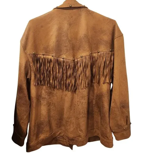 We The Free Knox Vegan leather brown fringe jacket size small - Picture 7 of 9